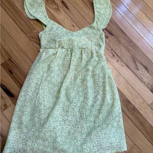 Green Floral Mini Dress with POCKETS Size XS